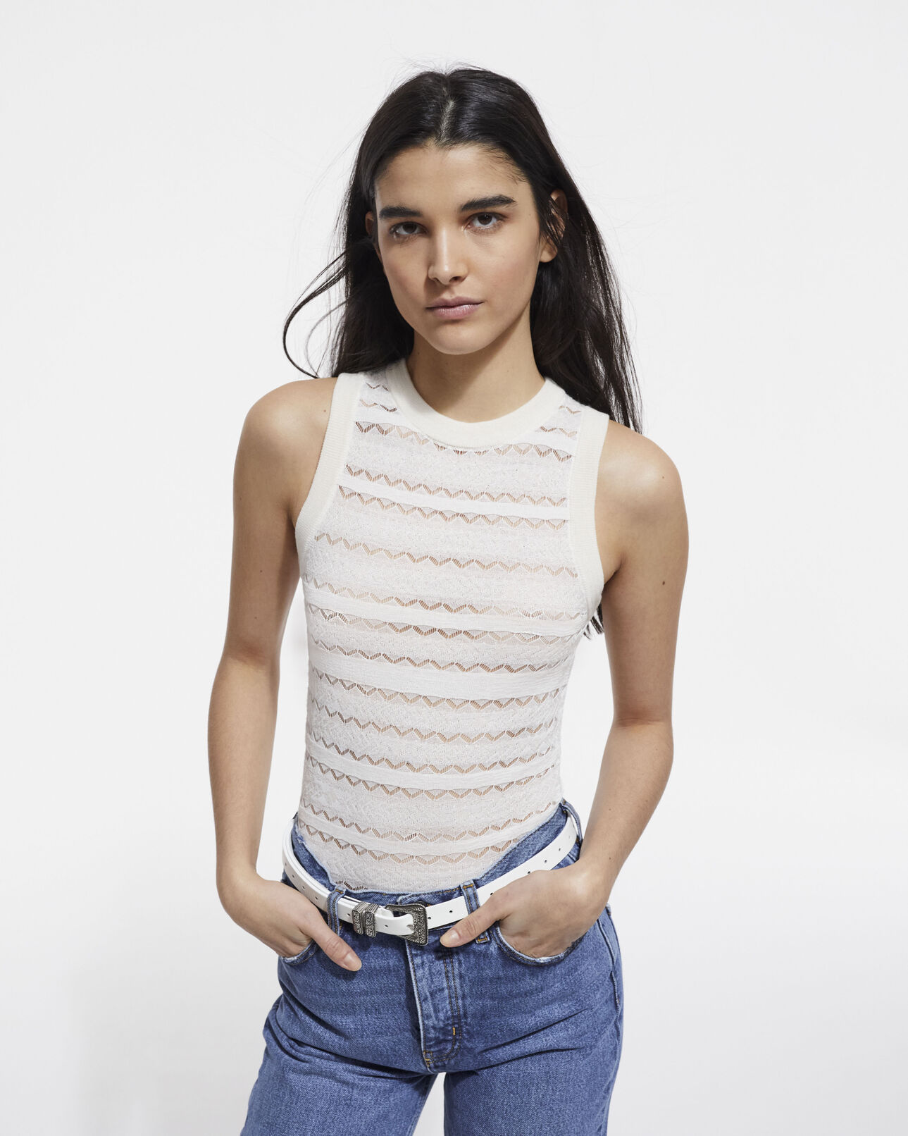 The Kooples MUJER LIGHT BEIGE top de lana beige