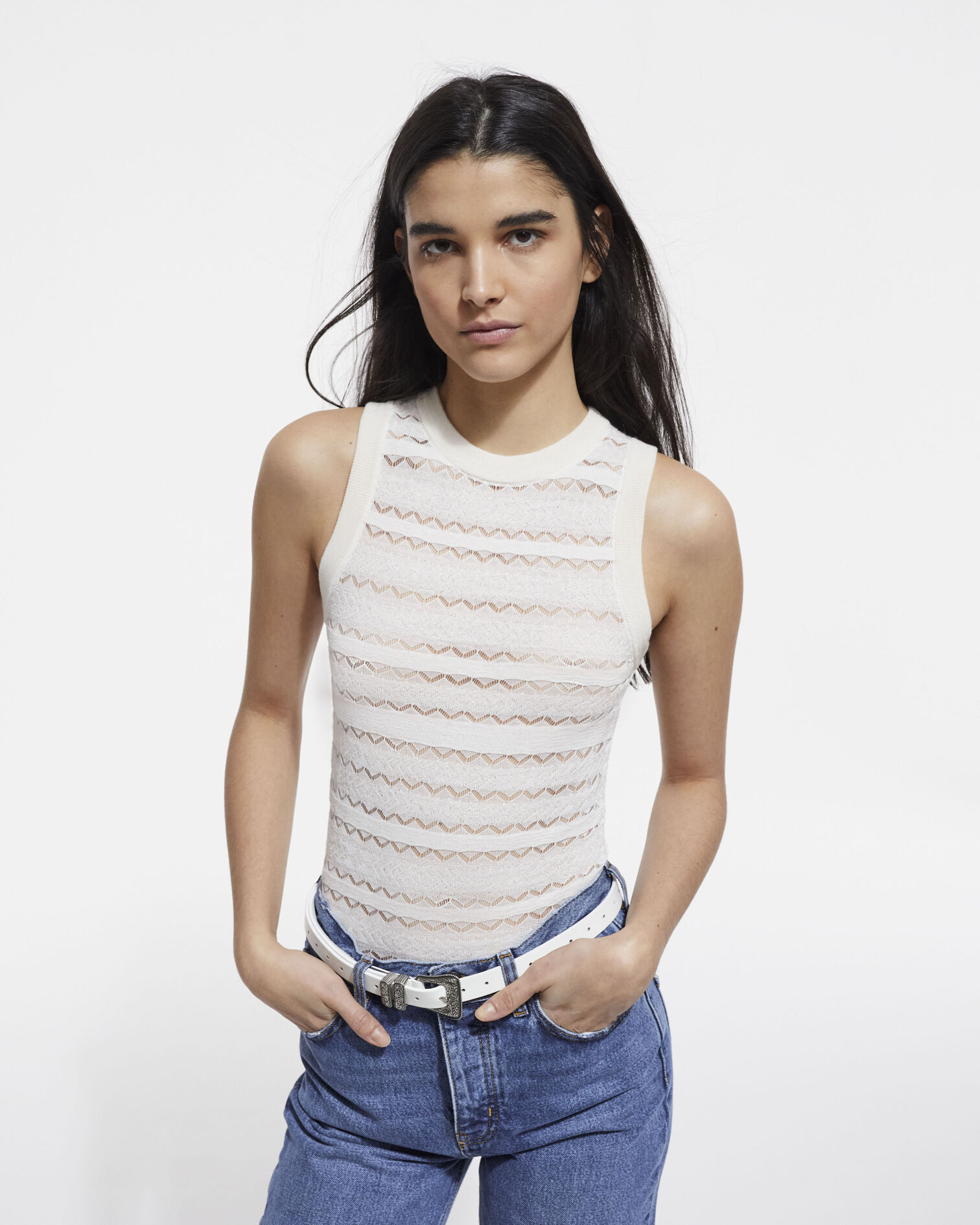 Top de lana beige, LIGHT BEIGE, hi-res image number null