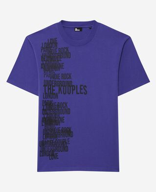 The Kooples HOMME ELECTRIC BLUE t-shirt avec sérigraphie violet