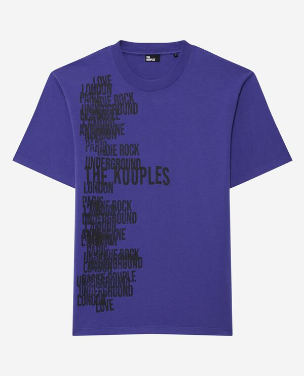 The Kooples HOMME ELECTRIC BLUE t-shirt avec sérigraphie violet