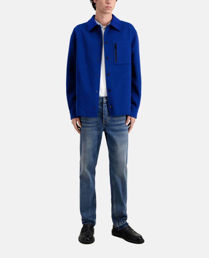 The Kooples HERREN ROYAL BLUE - DARK NAVY blaue hemdjacke aus einer wollmischung
