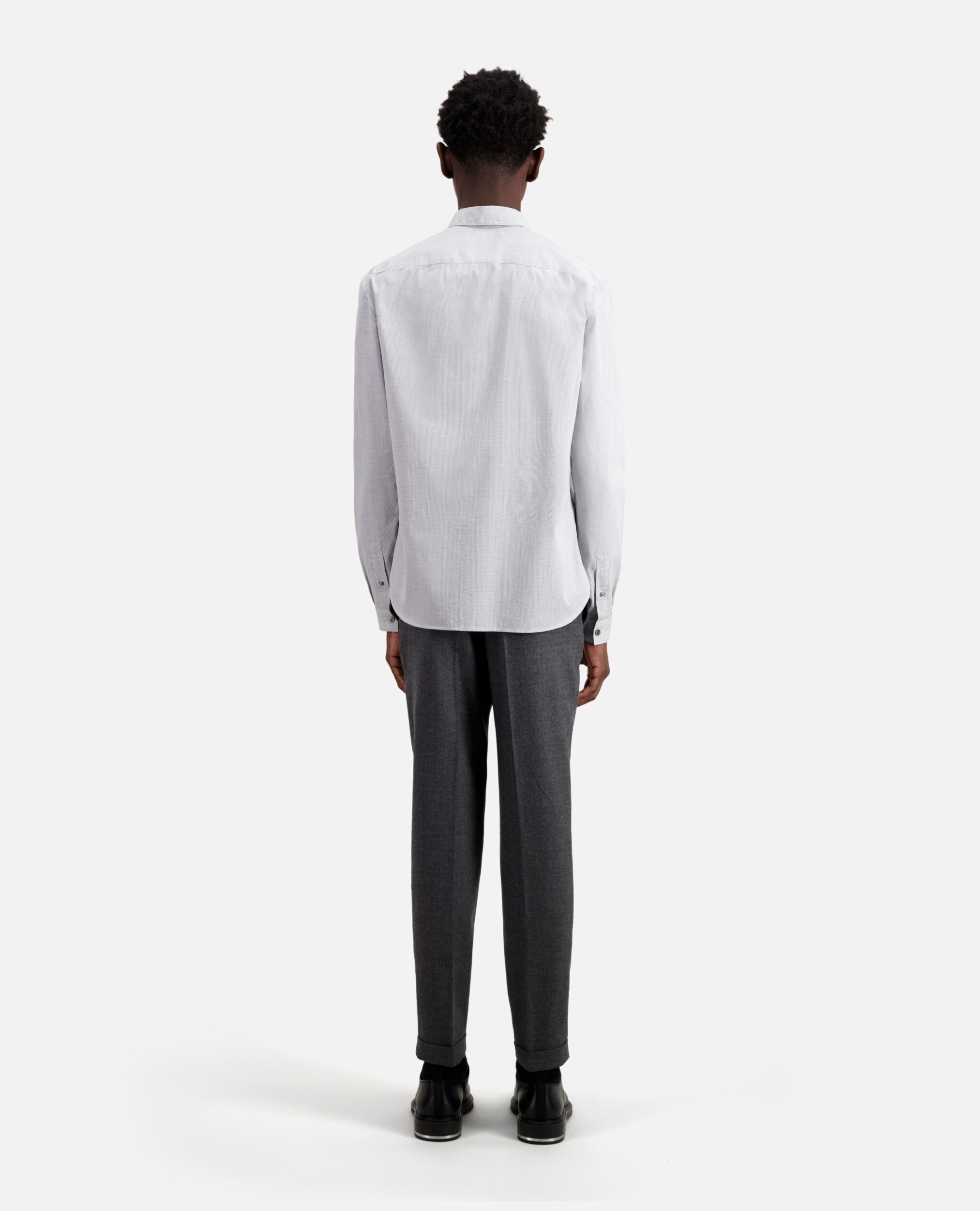 Camisa algodón microcuadros blancos negros, BLACK WHITE, hi-res image number null