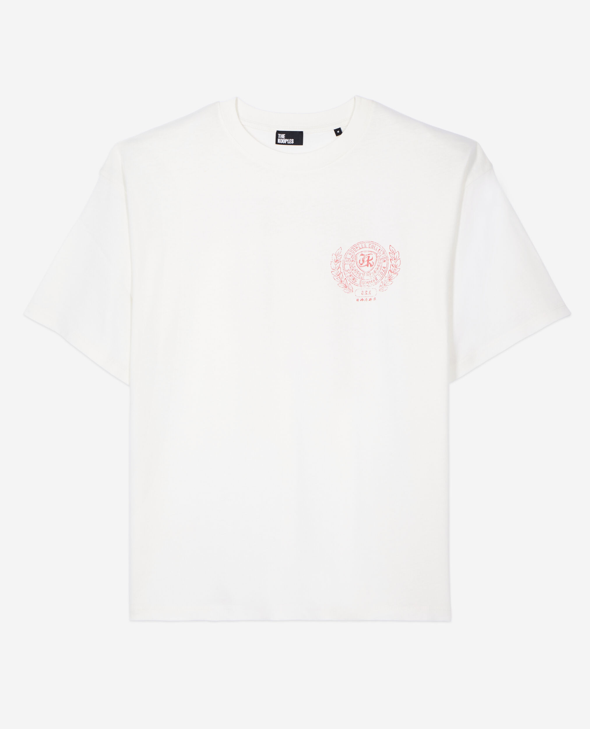 Ecrufarbenes T-Shirt mit Wappen-Siebdruck, ECRU, hi-res image number null