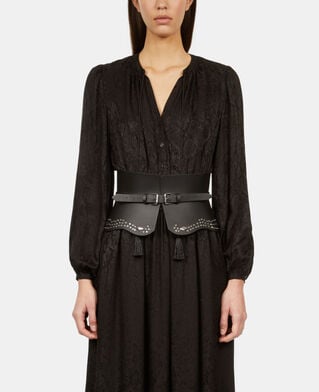 The Kooples WOMEN BLACK black leather corset belt with studs