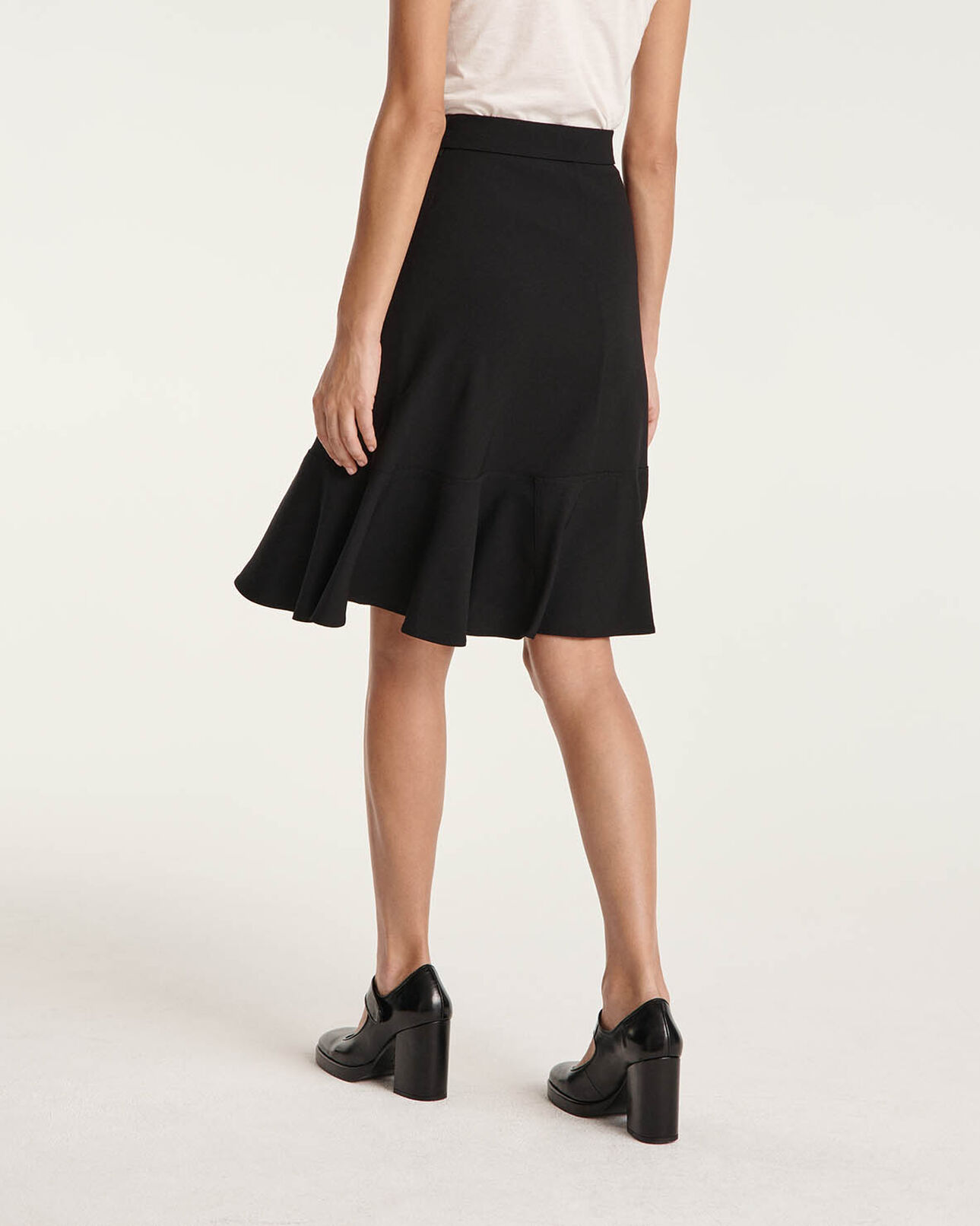 The Kooples FEMME BLACK jupe longue laine noire évasée