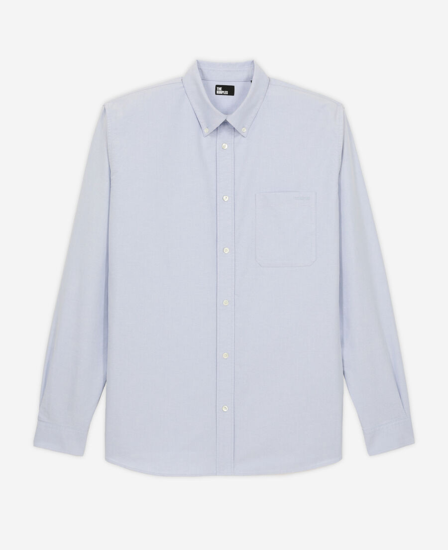 camisa azul de algodón