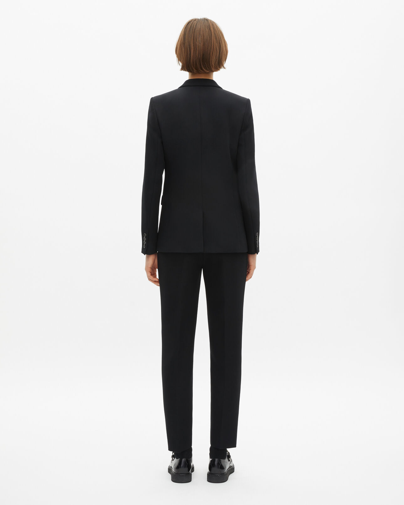 The Kooples FEMME BLACK veste tailleur en crêpe noire coupe structurée