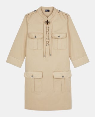 The Kooples FEMME BEIGE robe saharienne courte beige 