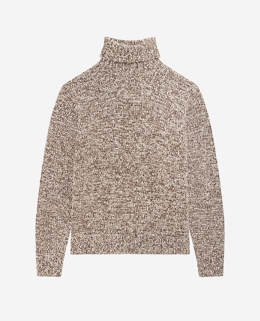The Kooples HOMBRE BEIGE-BROWN jersey beige y blanco con cuello vuelto