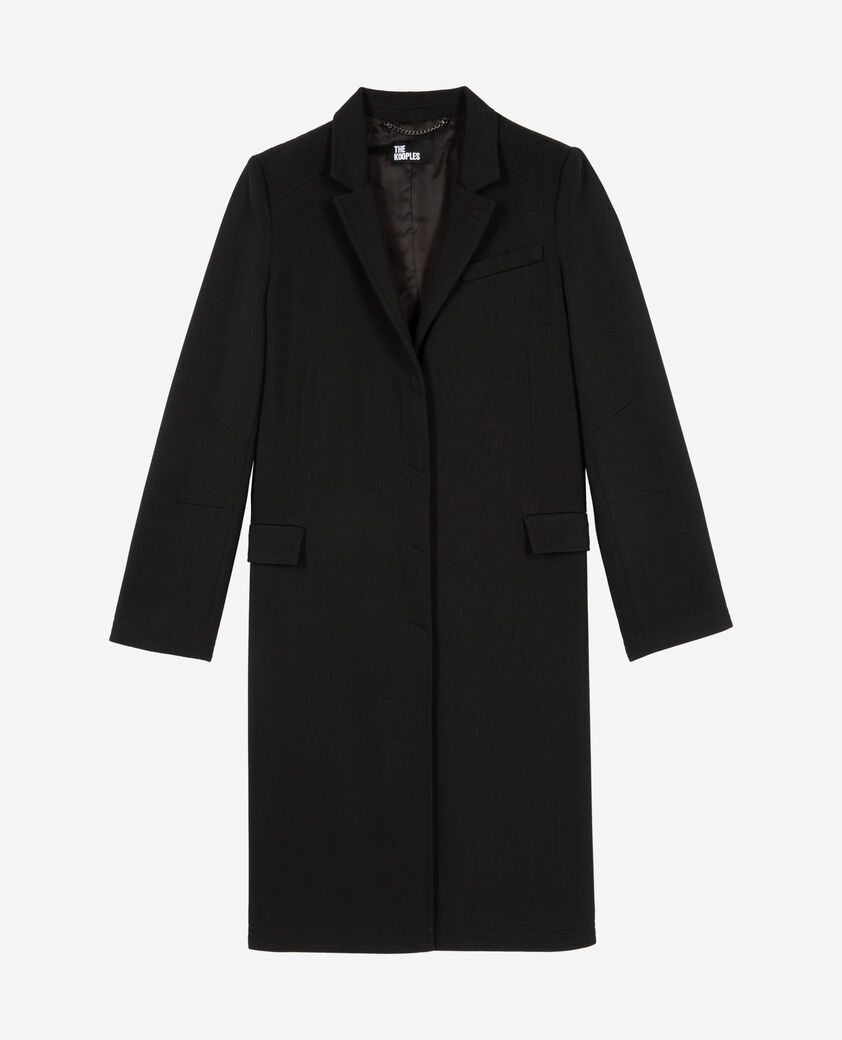 The Kooples WOMEN BLACK long black wool coat