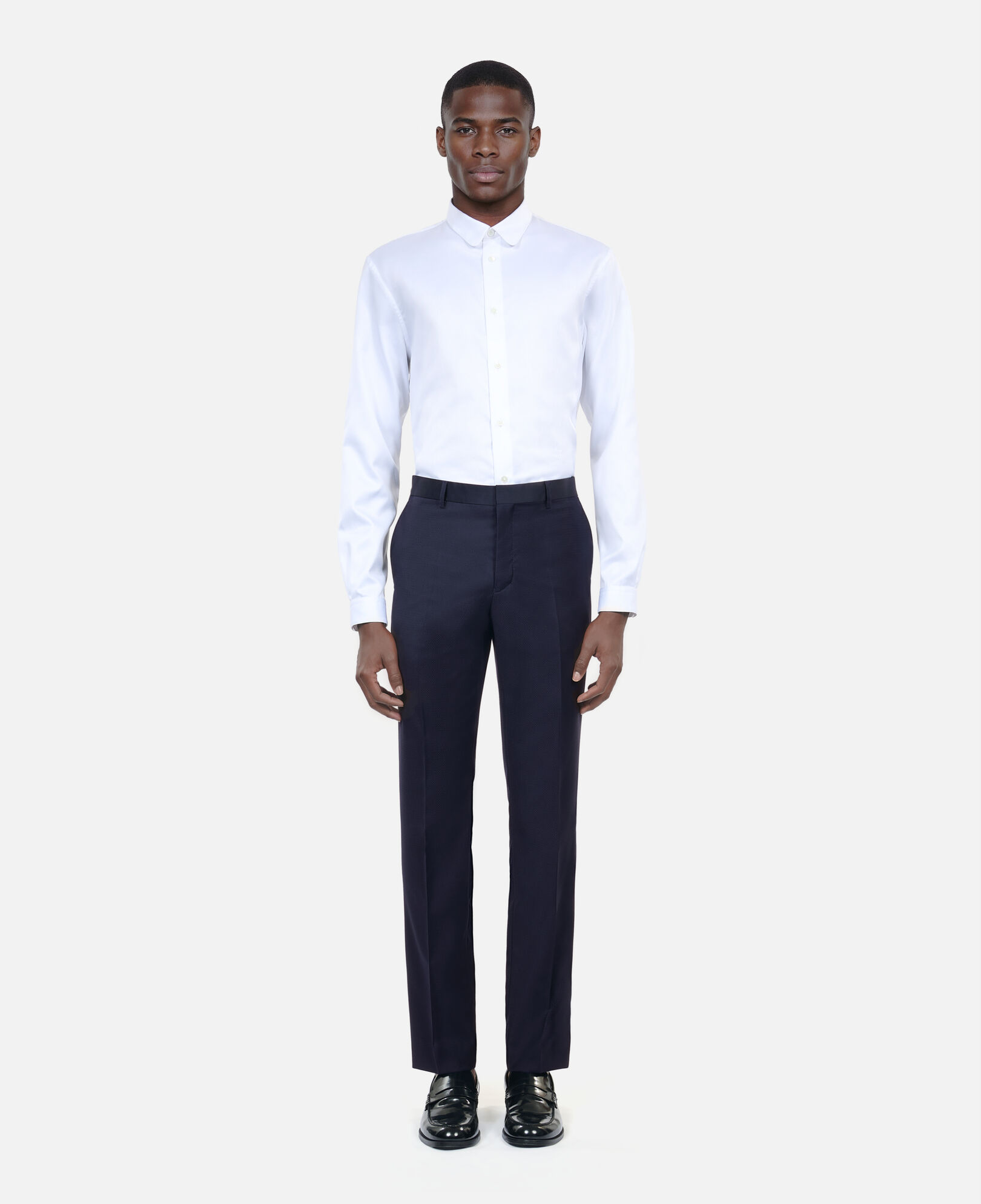The Kooples MEN NAVY blue navy wool tuxedo fitted trousers