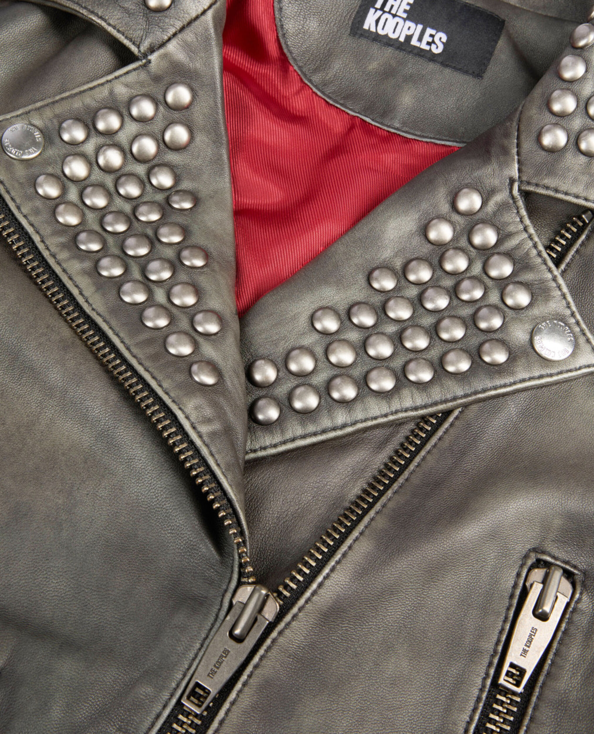 Studded black leather jacket, BLACK, hi-res image number null