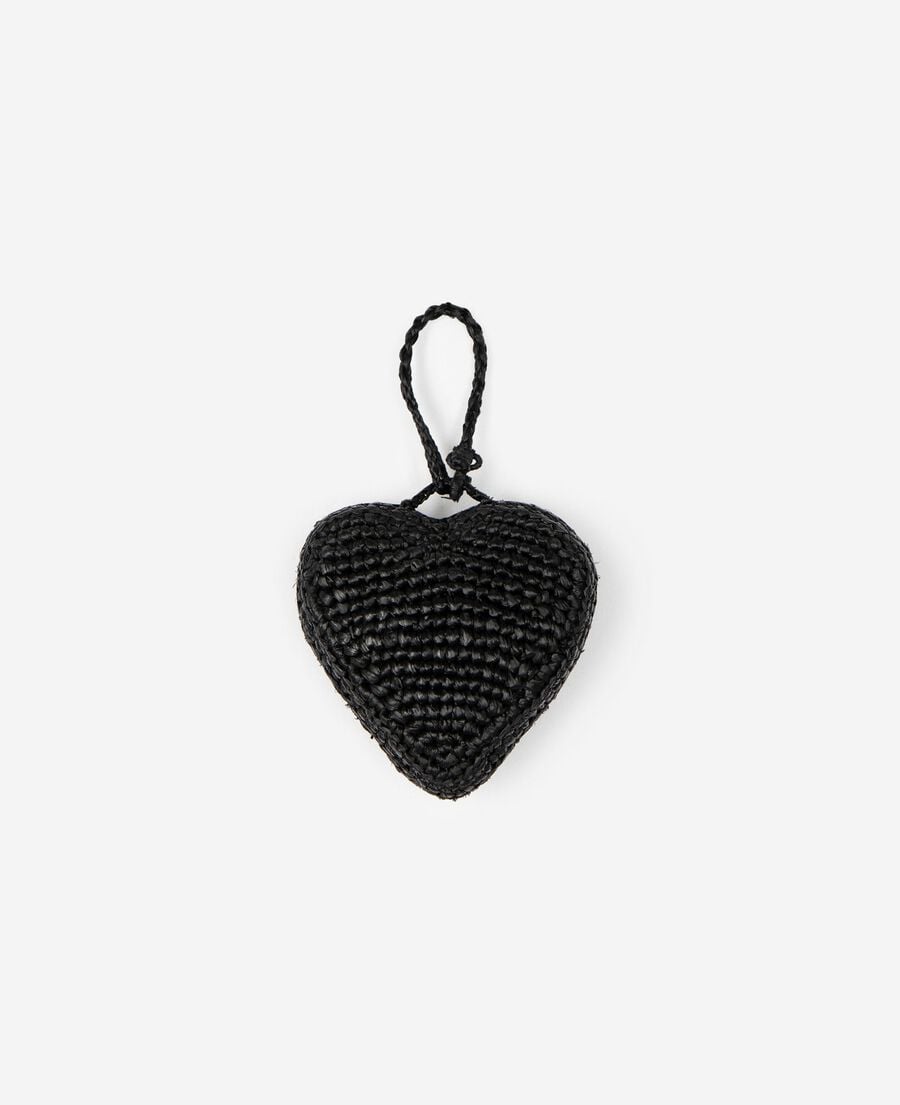 The Kooples F BLACK black raffia heart bag jewel