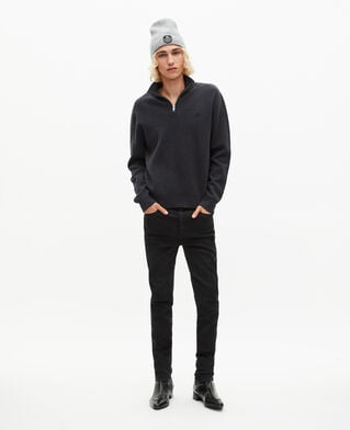 The Kooples MEN DARK GREY MELANGE grey double-faced wool trucker-neck sweater