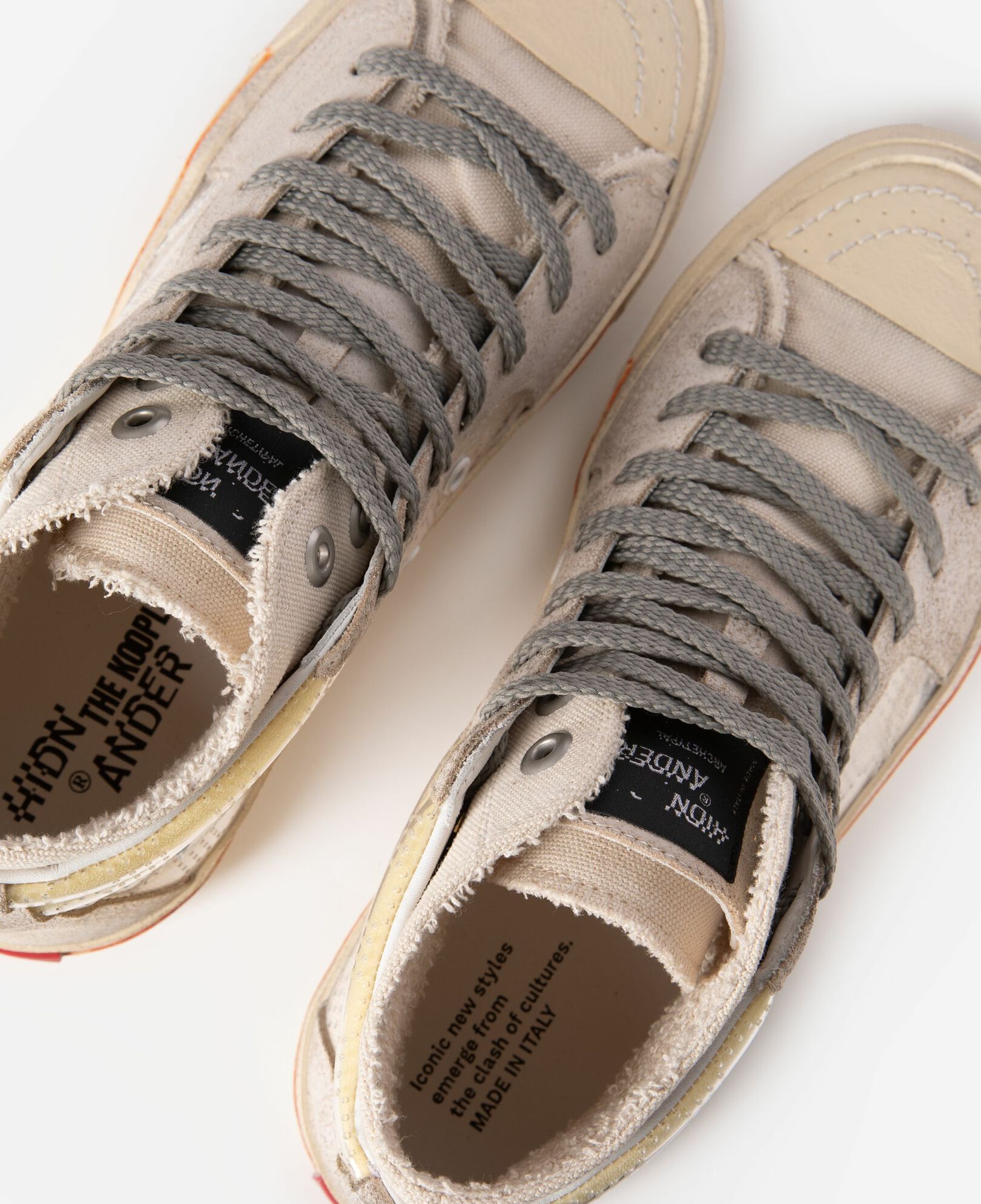 The Kooples WOMEN ECRU the kooples x hidn-ander ecru high-top sneakers
