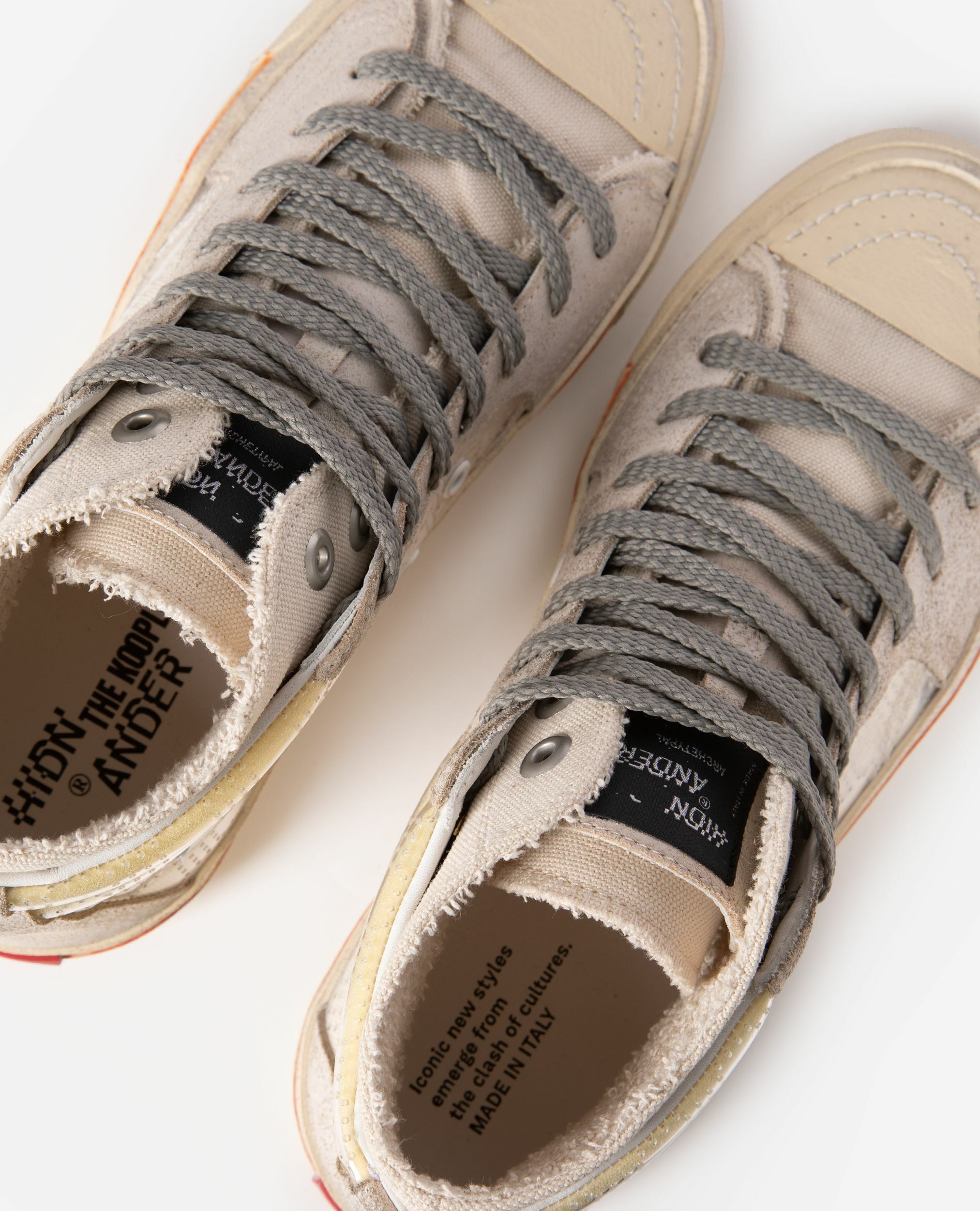 The Kooples X Hidn-Ander ecru high-top sneakers, ECRU, hi-res image number null