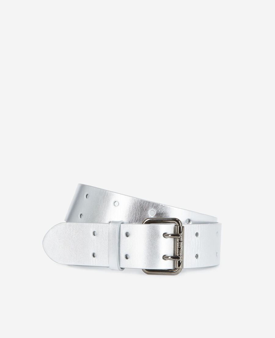 silver leather belt
