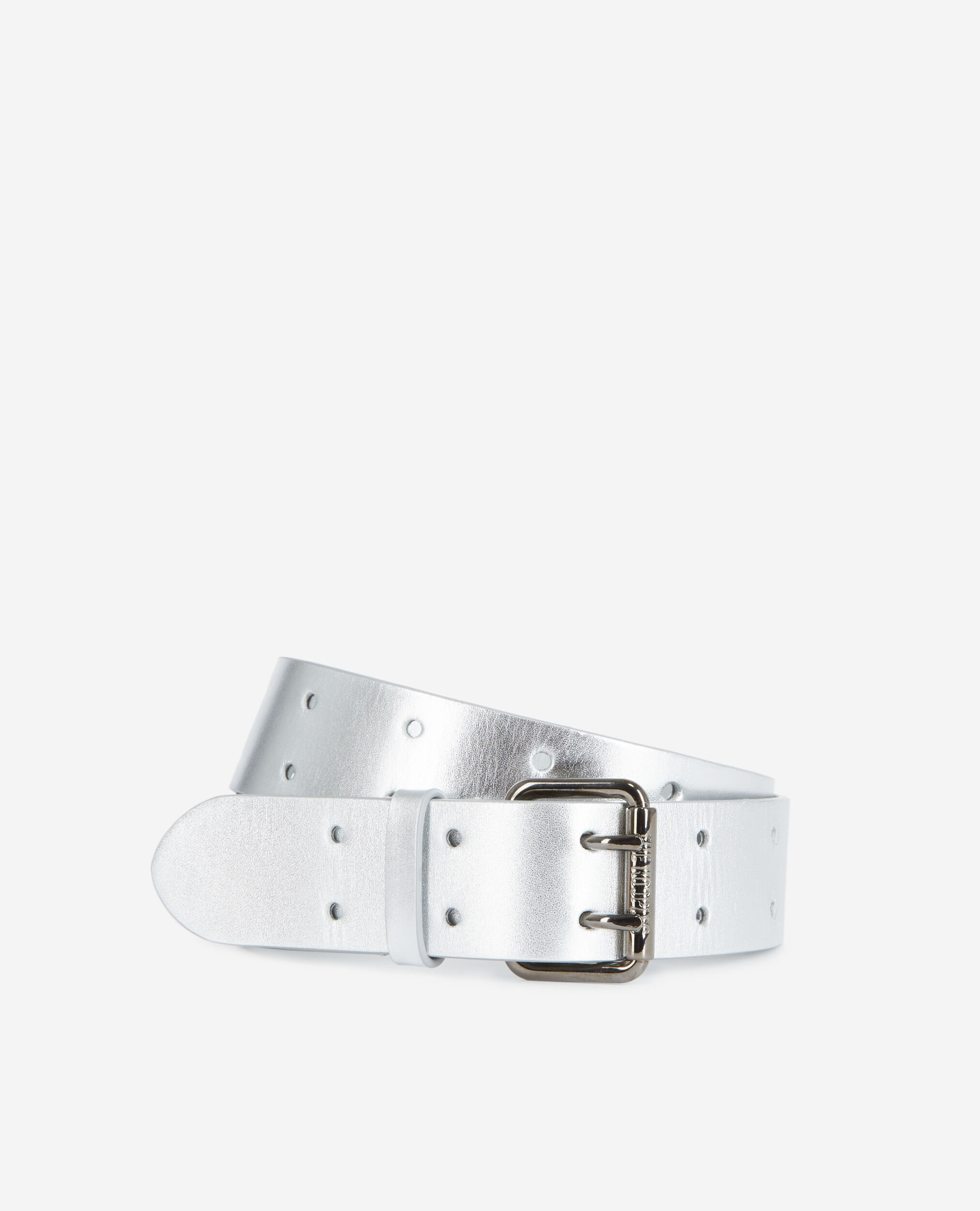 Silver leather belt, SILVER, hi-res image number null