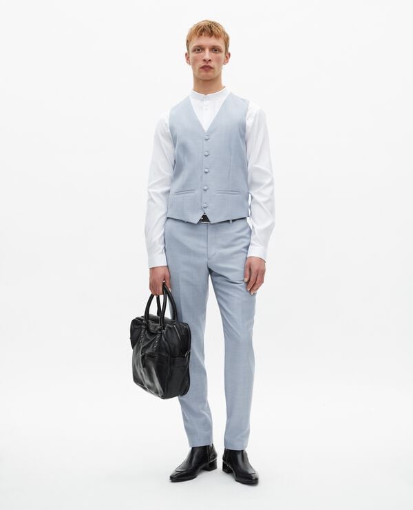 The Kooples MEN BLUE light blue slim fit wool suit vest