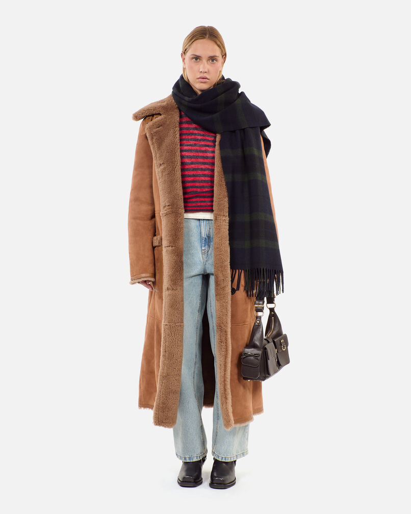 The Kooples F BROWN long brown shearling coat