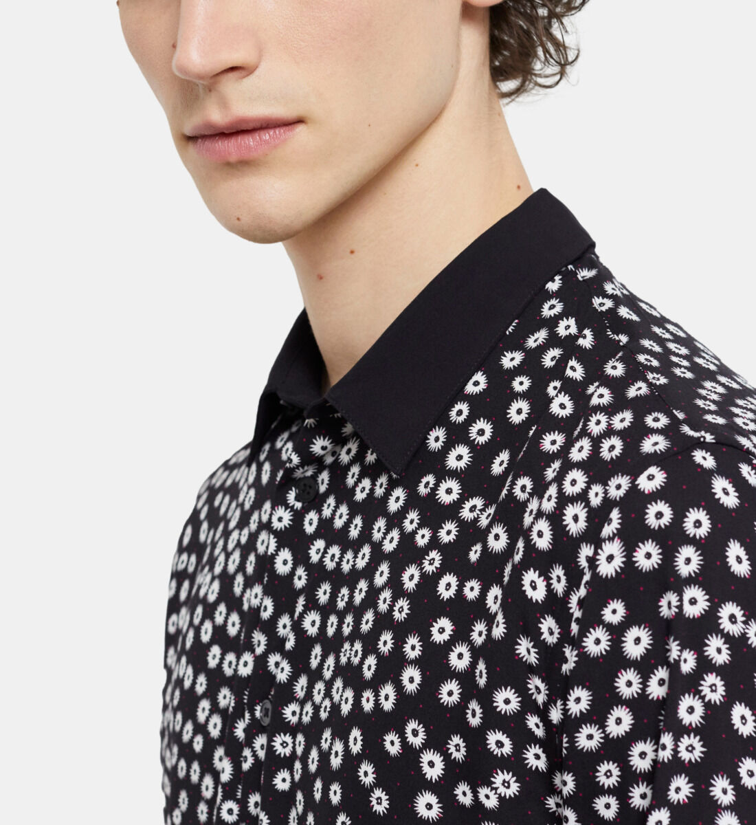 Printed classic-collar shirt