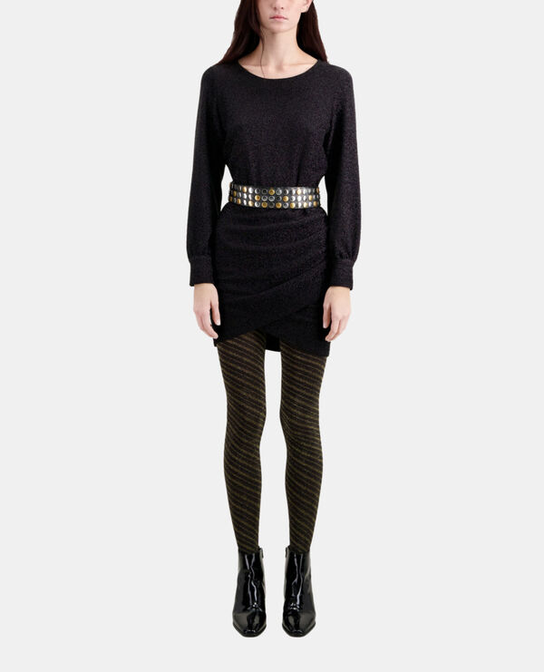 short black glitter effect dress