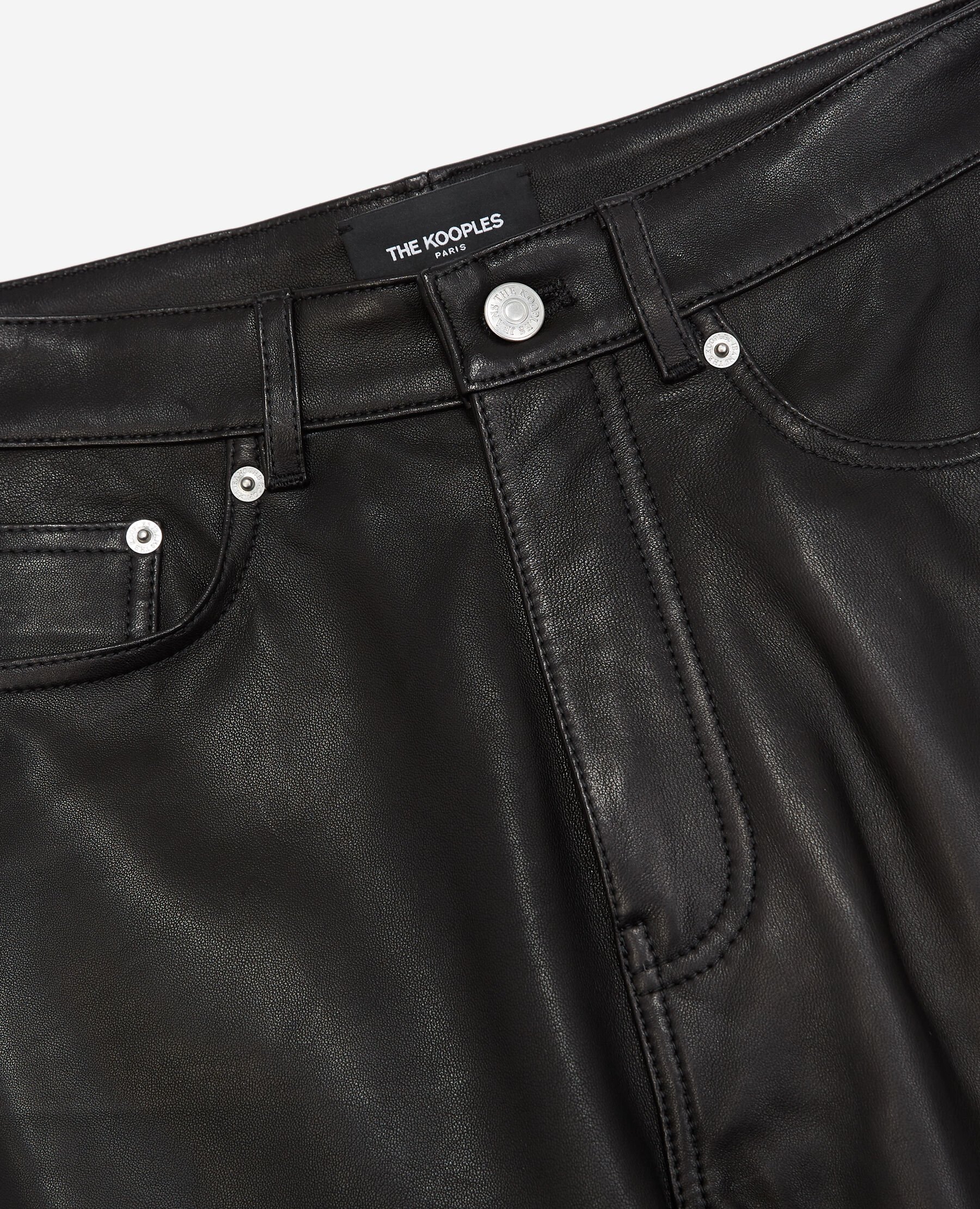 Straight black five pockets leather pants The Kooples