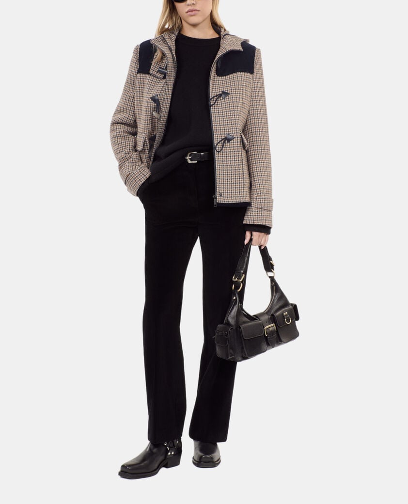 The Kooples DAMEN BEIGE-BROWN beige kapuzenjacke mit hahnentrittmuster