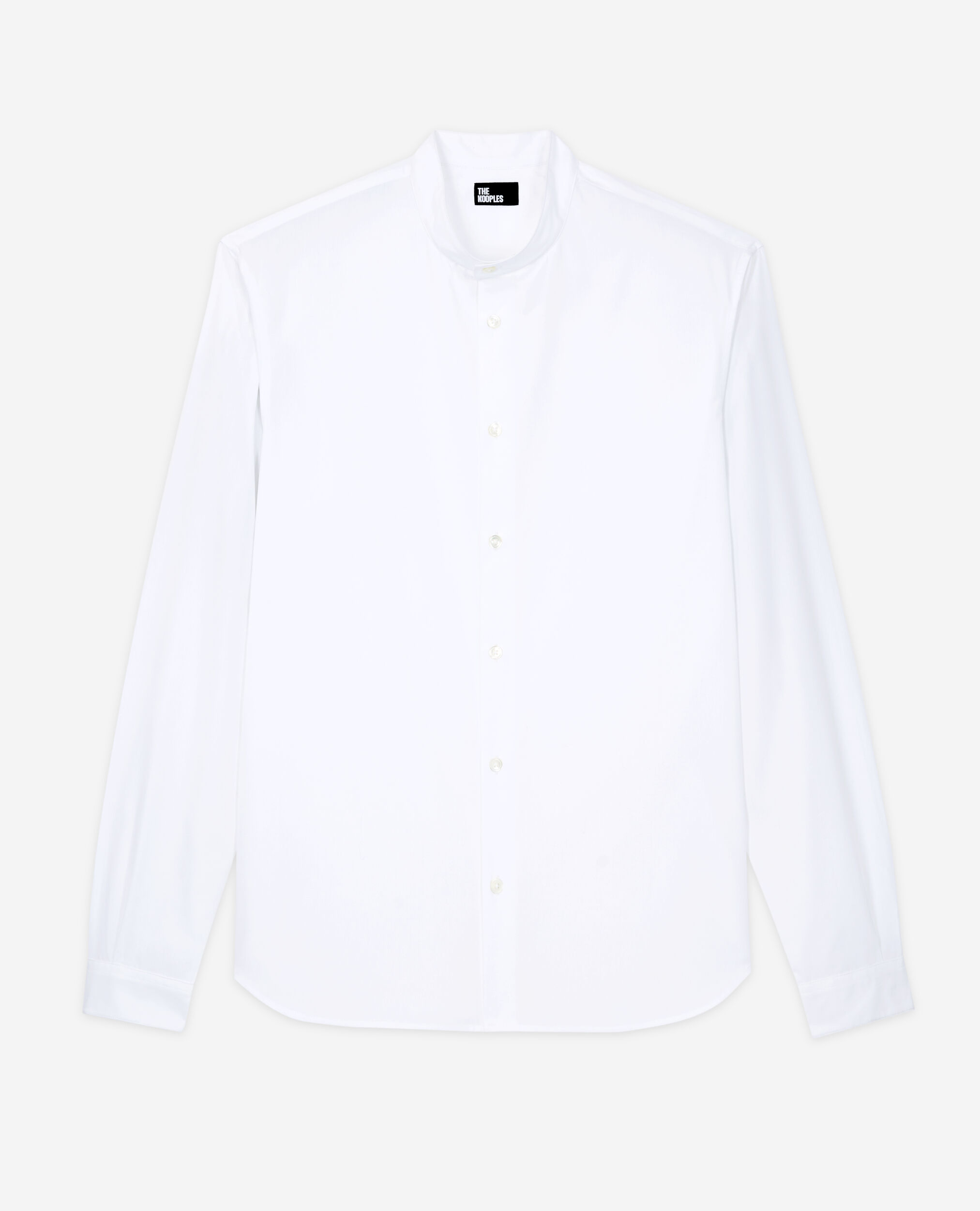 Slim-fit white shirt with officer collar, WHITE, hi-res image number null