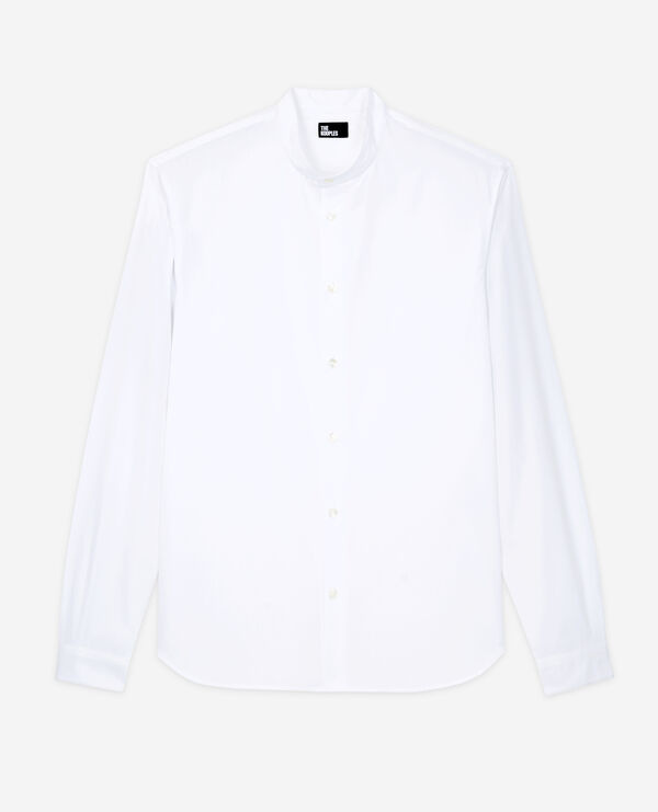 slim-fit white shirt with officer collar