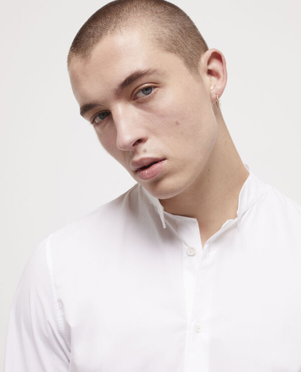 slim-fit white shirt with officer collar