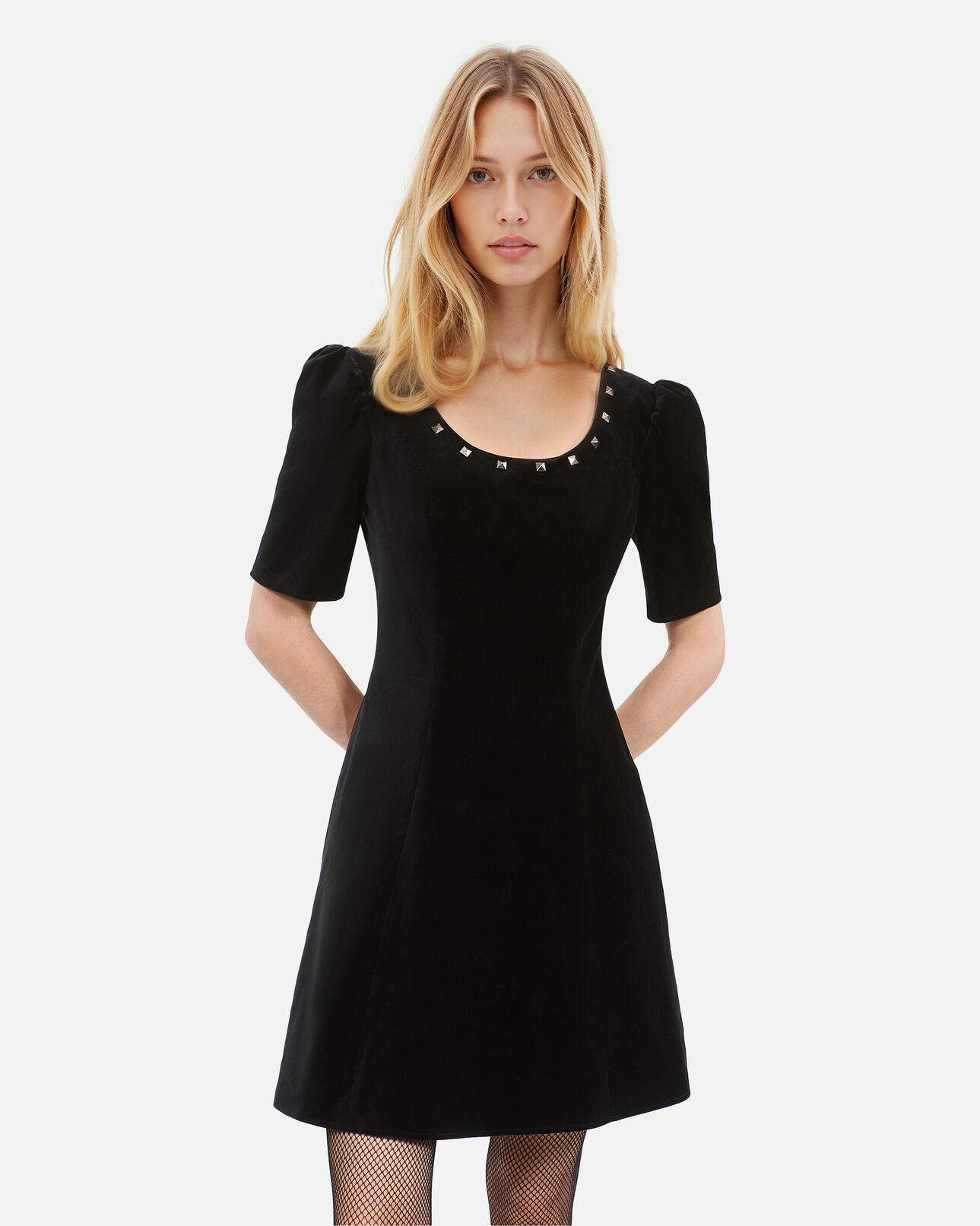 The Kooples WOMEN BLACK short black velvet dress
