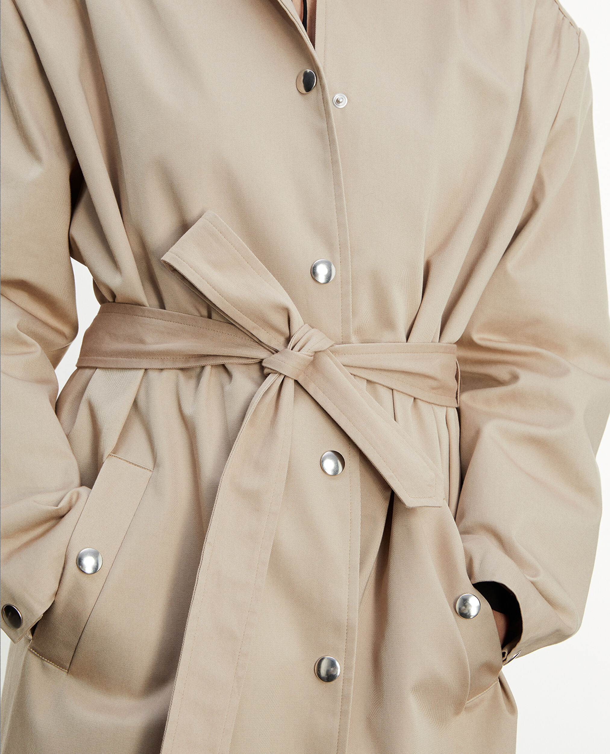Mantel Baumwolle beige Trenchcoat-Stil, BEIGE, hi-res image number null