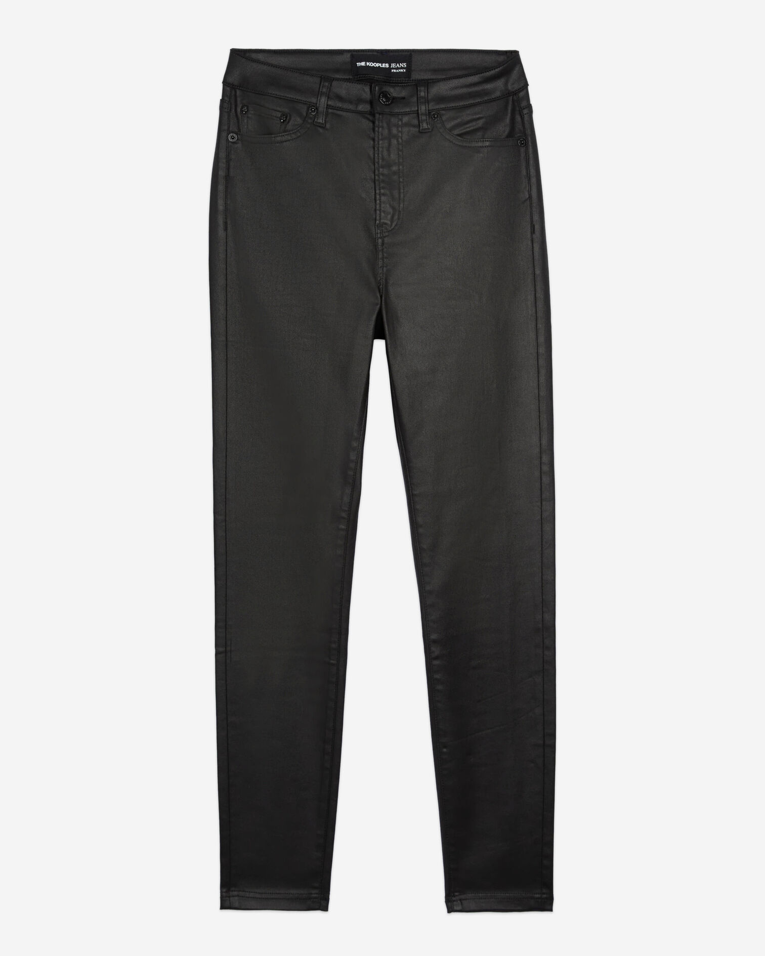 Black leather-effect slim jeans, BLACK, hi-res image number null