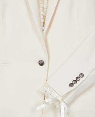 The Kooples WOMEN OFF WHITE suit jacket with ecru lace band