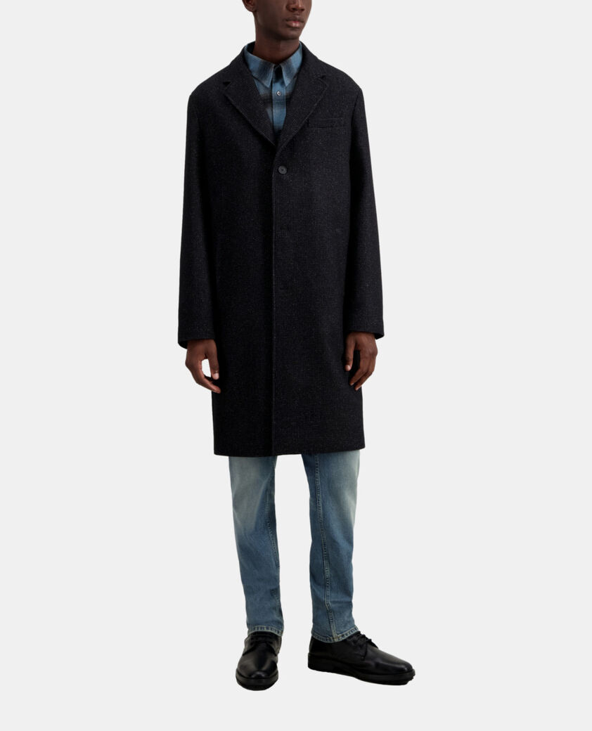 The Kooples HOMME BLACK GREY manteau noir long en laine mélangée