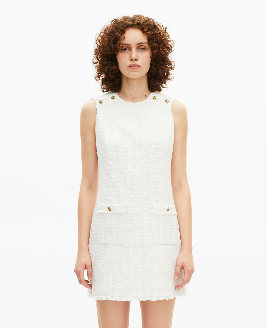The Kooples WOMEN ECRU short sleeveless dress in ecru tweed