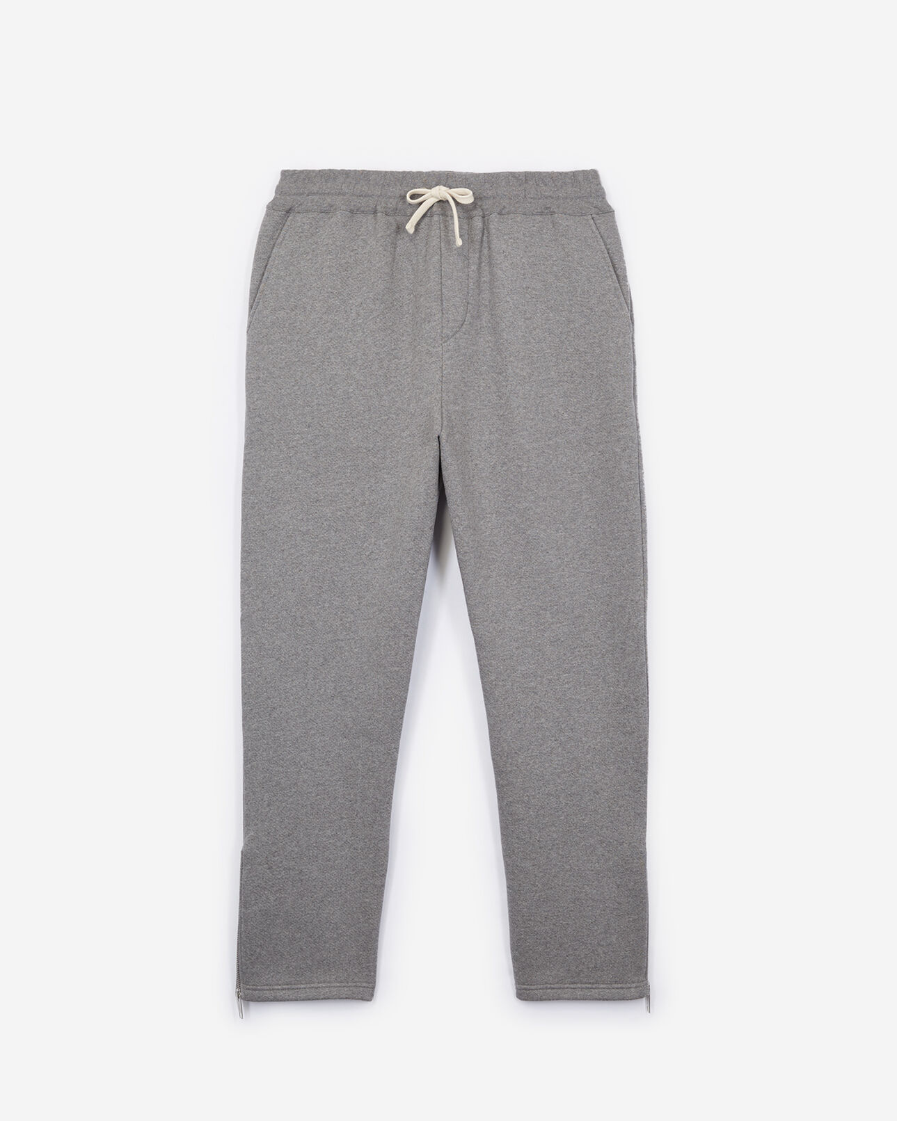 The Kooples HERREN LIGHT GREY MELANGE graue jogginghose mit reißverschluss-detail