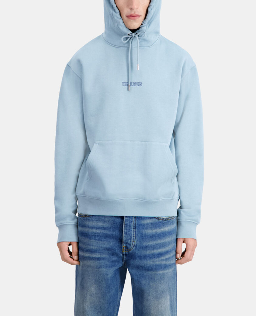 The Kooples HOMME BLUE GREY sweatshirt homme &agrave; capuche bleu avec logo