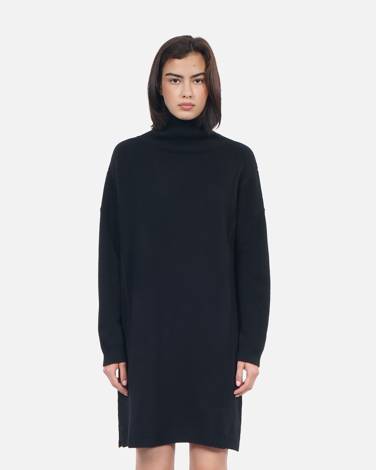 The Kooples FEMME BLACK robe pull courte en cachemire noir