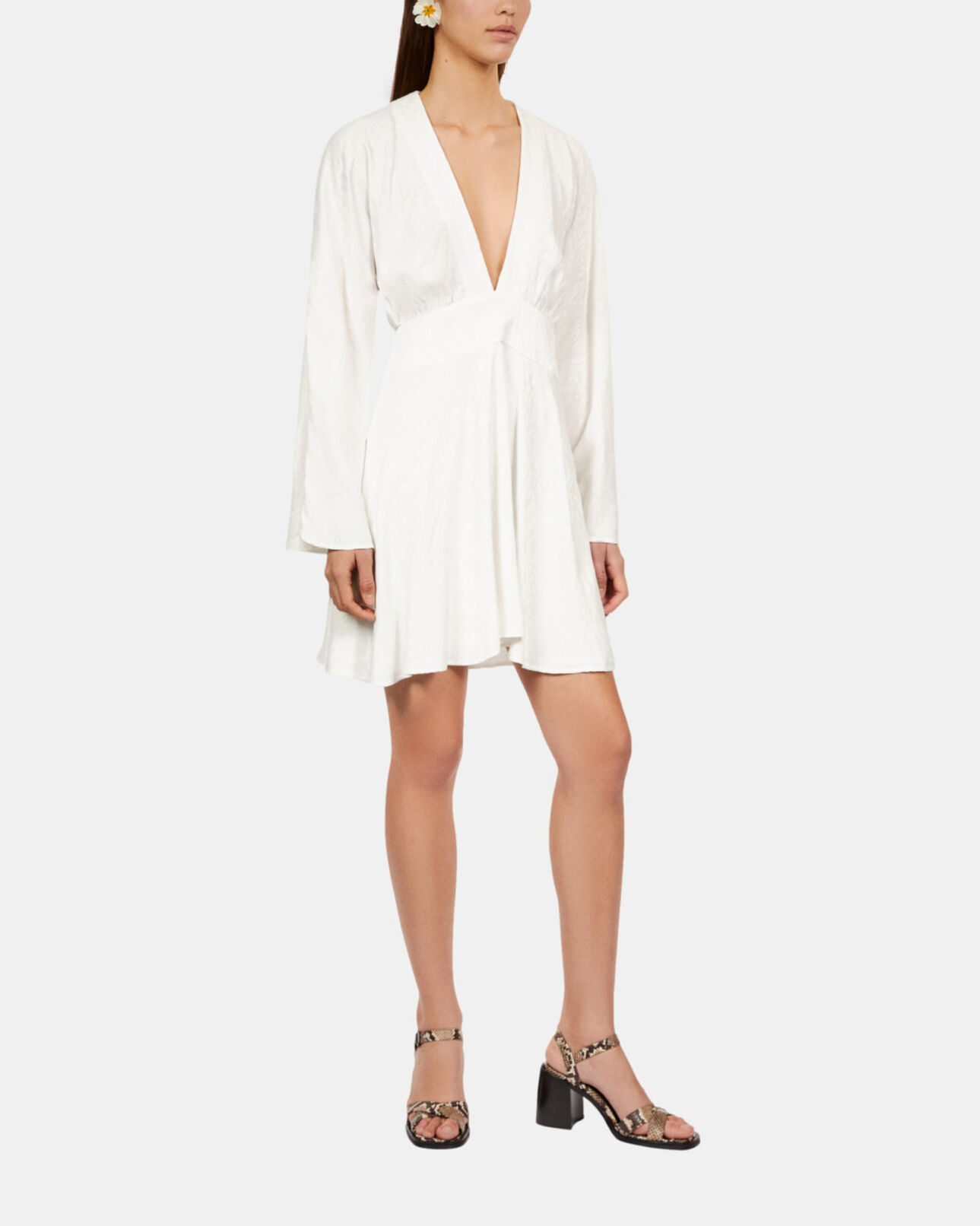 The Kooples WOMEN WHITE short white baroque jacquard dress