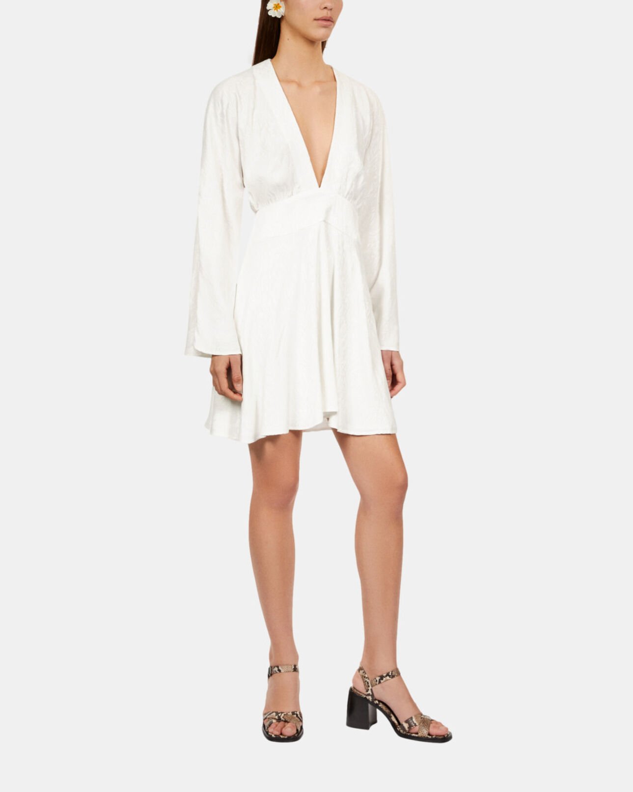 The Kooples DAMEN WHITE kurzes, weißes jacquard-kleid im barockstil