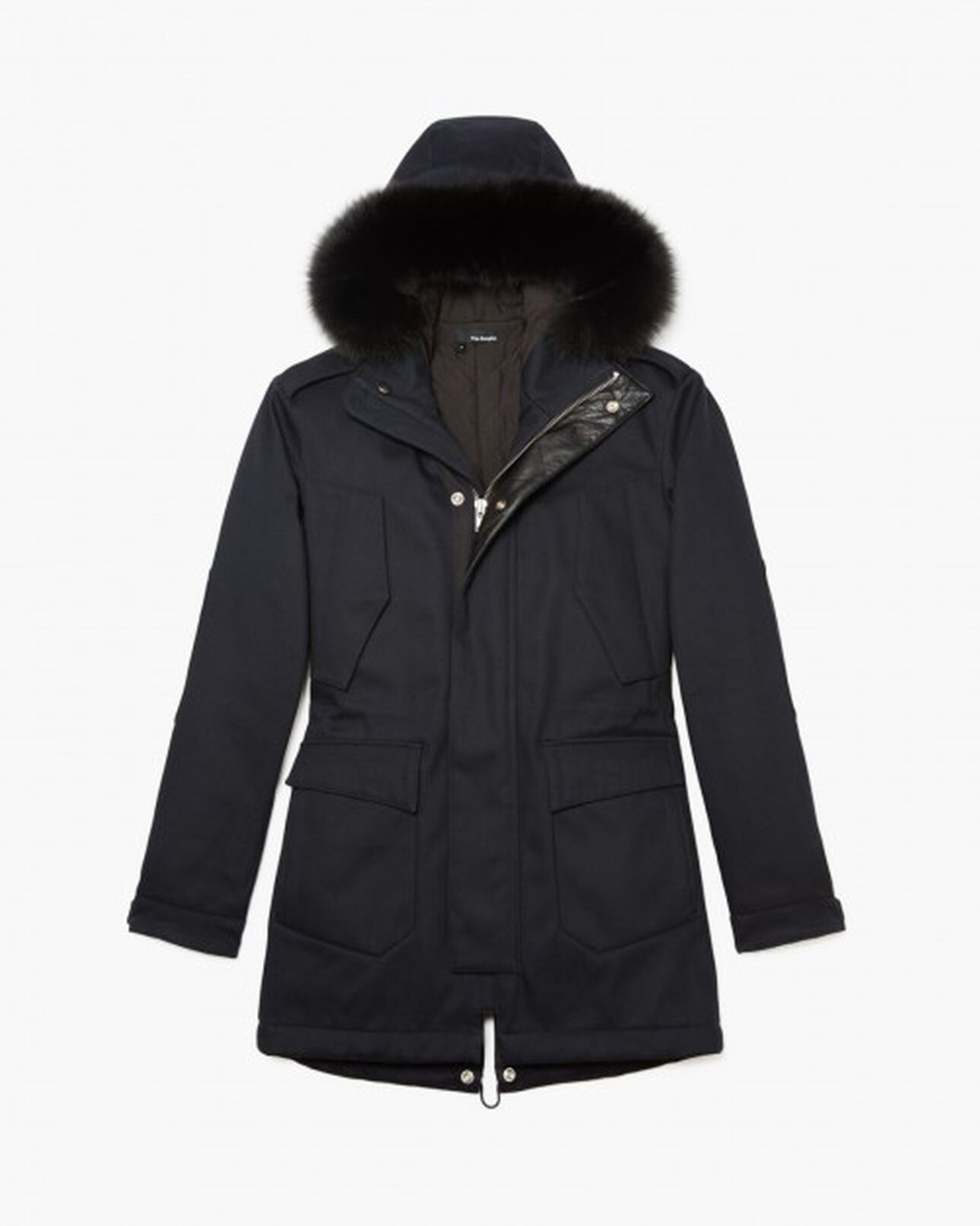The Kooples H DARK NAVY cotton twill parka with leather details