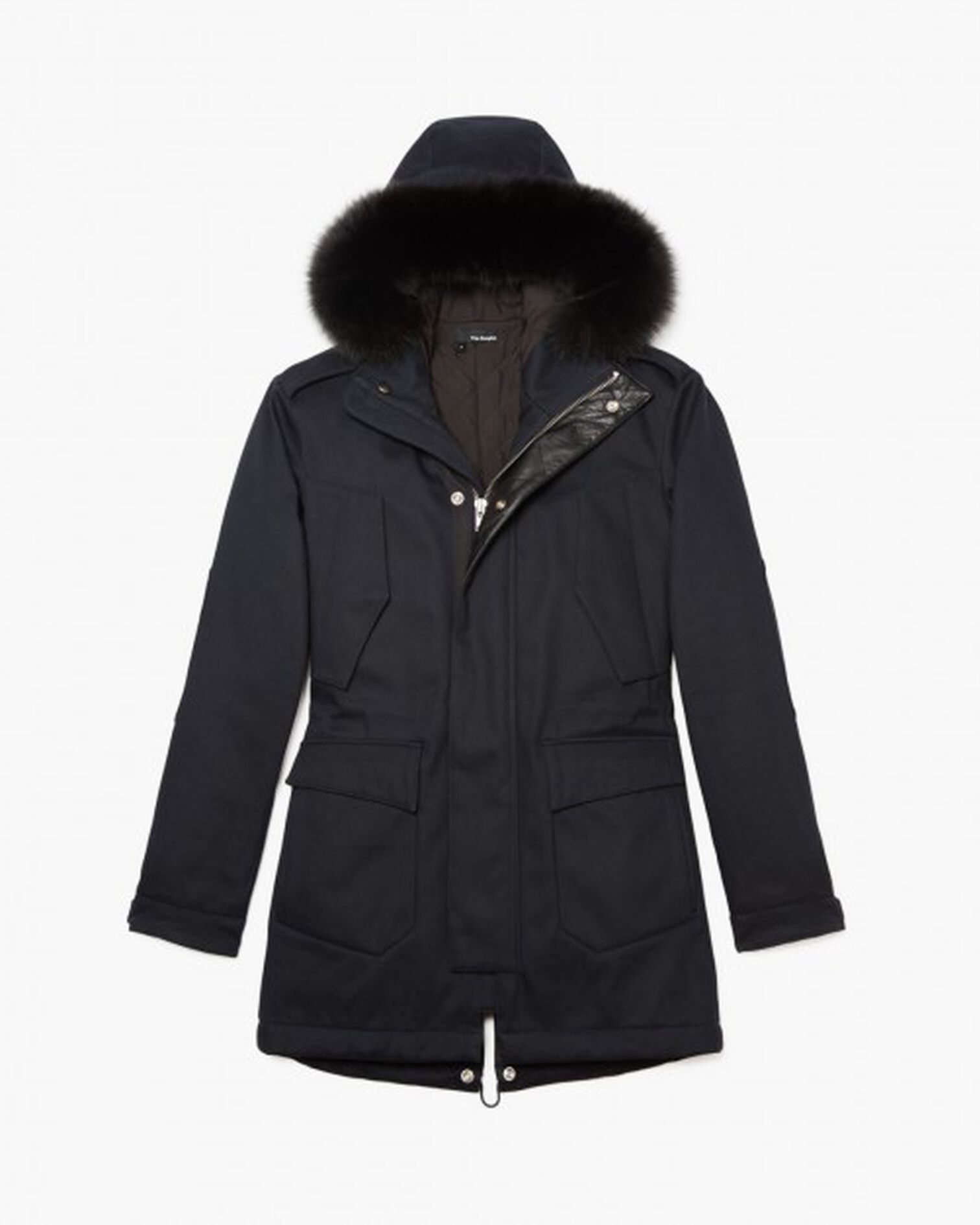 Cotton twill parka with leather details, DARK NAVY, hi-res image number null