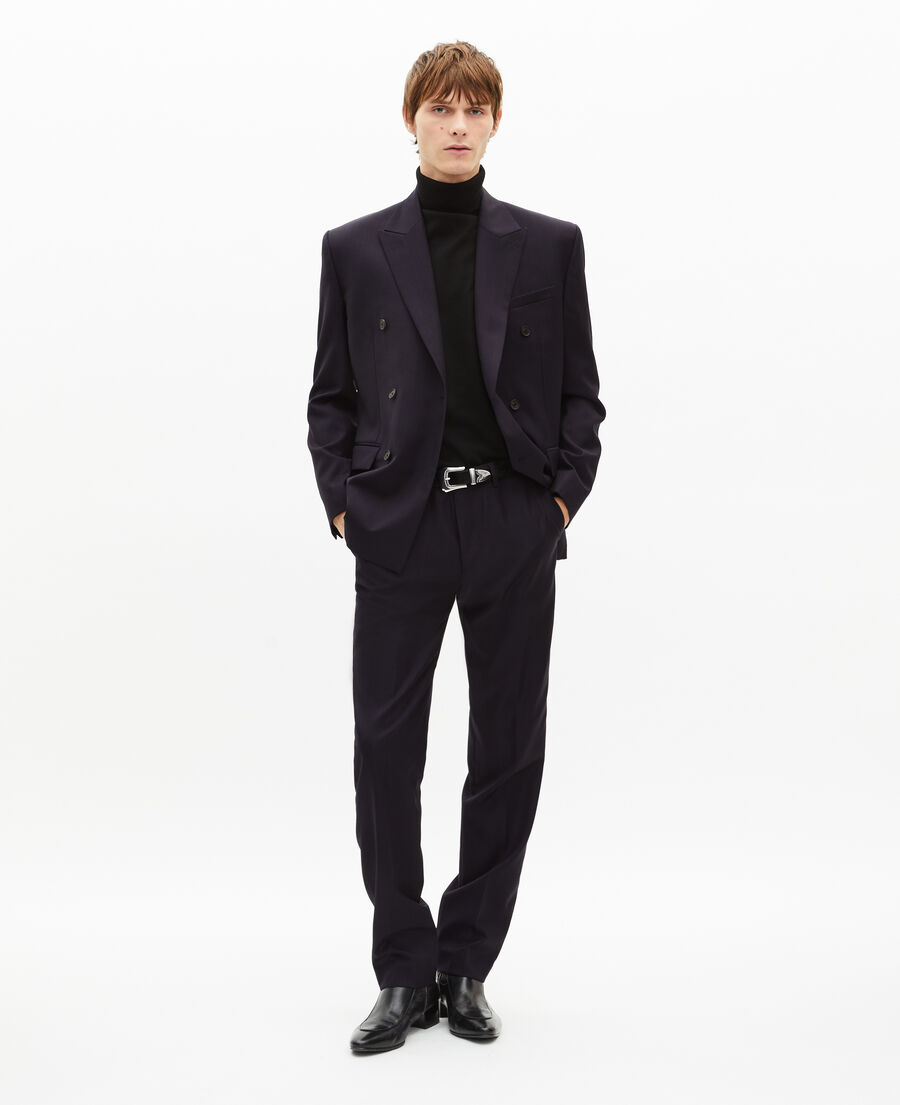 The Kooples HERREN NAVY-RED marinefarbene, gestreifte, gekreuzte anzugjacke