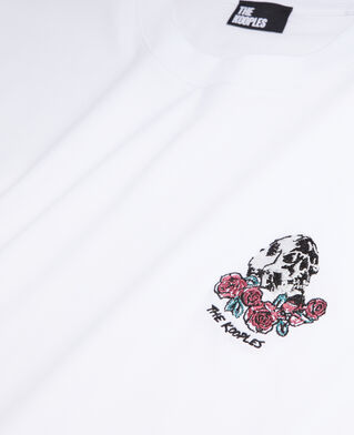 The Kooples H WHITE men's white t-shirt with vintage skull embroidery