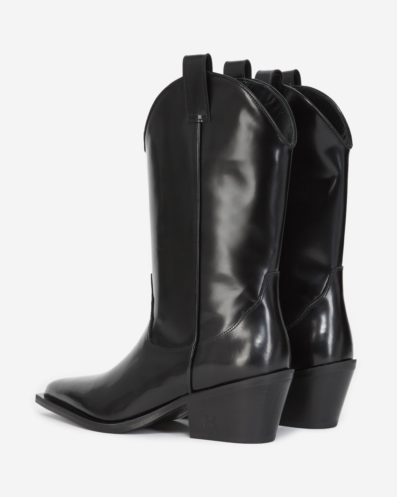 The Kooples MUJER BLACK botines piel tacón charol estilo western