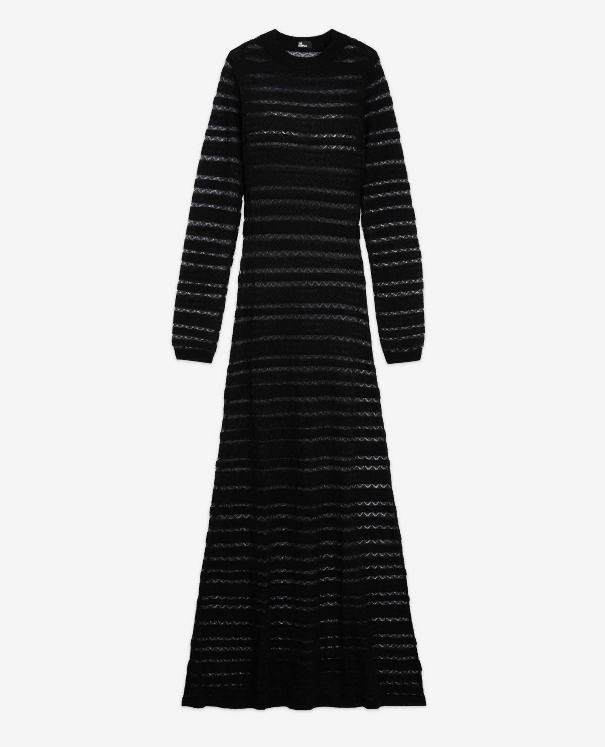 Robe longue en laine noire, BLACK, hi-res image number null