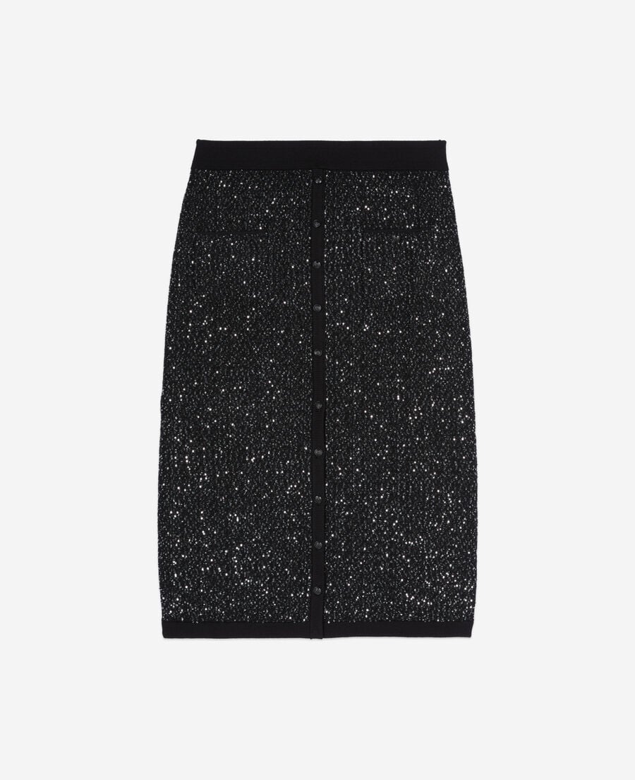 The Kooples WOMEN BLACK black mid-length sequin skirt