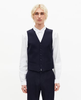 The Kooples H DARK NAVY navy wool button-down suit vest